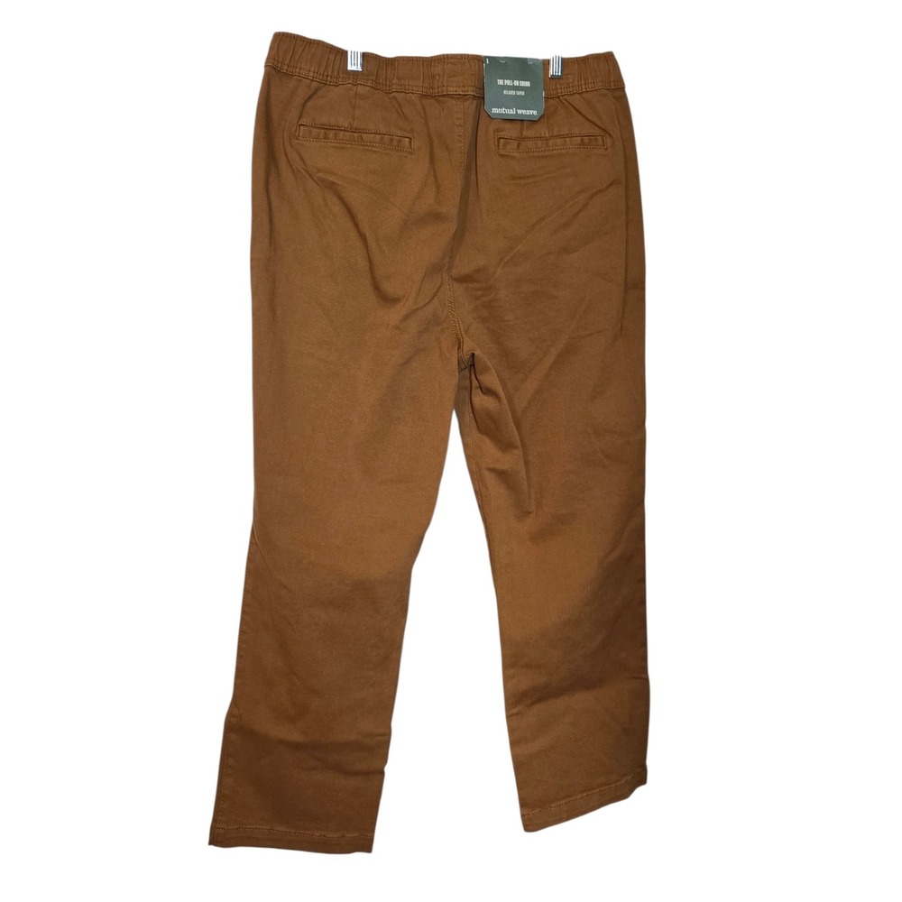 Mutual Weave Mens Pull-On Chino Relaxed‎ Taper Pants Golden Brown Large NWT